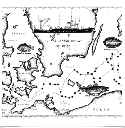 FS ANTON DOHRN - Baltic Sea  expedition chart - Artwork:  S. Alshuth