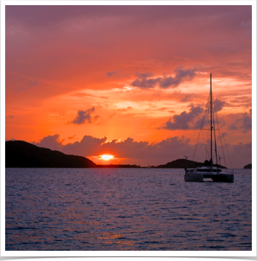 Magnificent sunset in the Tobago Cays. 