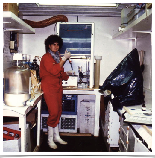 Dr. Alshuth preparing HPLC samples  in chemical lab aboard CSS HUDSON
